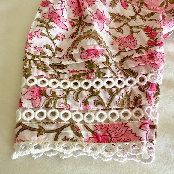 Darlington Isle Floral Lace Ashton Pink Tiered Summer Mini Dress Size Medium - Picture 10 of 10